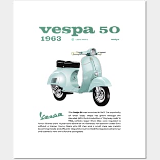 Vespa 50 1963 | Latte Menta Posters and Art